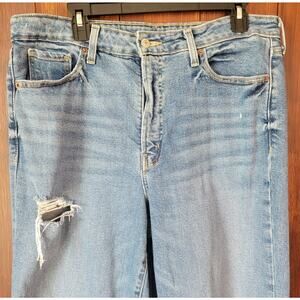 Old Navy Women 16 Tall Jeans O.G. Loose High Rise Medium Wash Distressed Denim